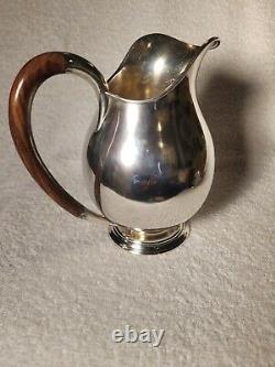 SWEDEN STERING SILVER WATER PITCHER WithWALNUT HANDLE & SOLID STERLING SILVER CUP
