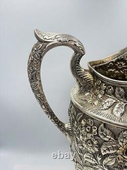 Schofield Baltimore Rose Antique Sterling Silver Floral Repousse Water Pitcher