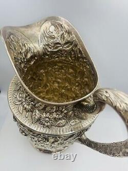 Schofield Baltimore Rose Antique Sterling Silver Floral Repousse Water Pitcher