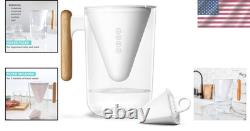 Shatterproof 10-Cup Water Filter Pitcher with Bamboo Handle