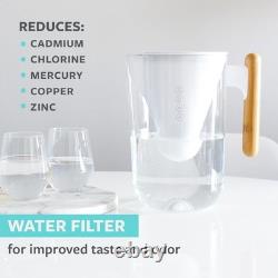 Shatterproof 10-Cup Water Filter Pitcher with Bamboo Handle