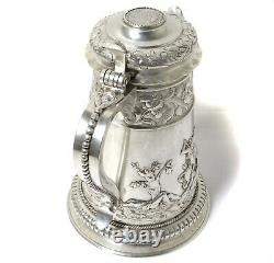 Silver water pitcher (jug) with a lid. Denmark, 18th century