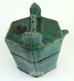 Splendid Antique 18thC Chinese Green Glazed Ceramic Water Pot Jug Pitcher