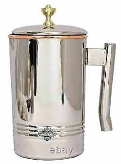 Steel Copper Jug Pitcher with Brass Knob Serving Water Home Restaurant 1900 ML