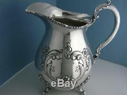 Sterling POOLE footed Water Pitcher OLD ENGLISH hand chased no mono