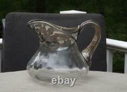 Sterling Silver Overlay Glass Water Pitcher Hand Blown 6H MINT