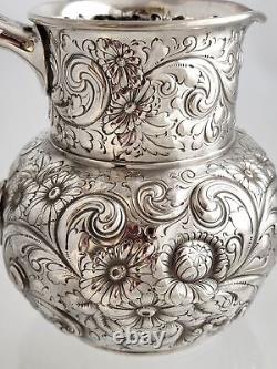 Sterling Silver Repousse Water Pitcher by Howard & Co. C1890