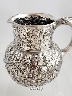 Sterling Silver Repousse Water Pitcher by Howard & Co. C1890