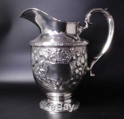 Sterling Silver Water Pitcher Rose Bouquet by Fisher Repousse No monogram