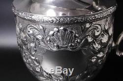 Sterling Silver Water Pitcher Rose Bouquet by Fisher Repousse No monogram