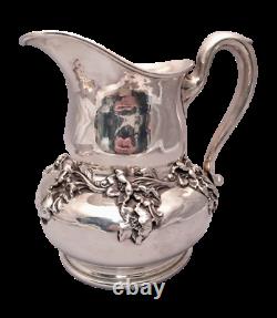 Sterling Silver Water Pitcher by Woodside With Dimensional Flowers