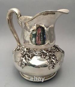 Sterling Silver Water Pitcher by Woodside With Dimensional Flowers