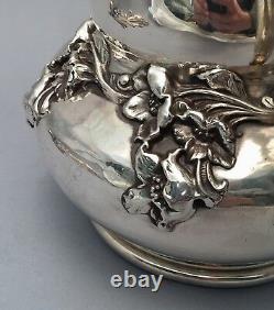 Sterling Silver Water Pitcher by Woodside With Dimensional Flowers