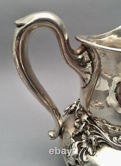 Sterling Silver Water Pitcher by Woodside With Dimensional Flowers