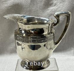 Sterling Water Pitcher by M H F Decorated Shoulder No Monogram