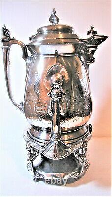 Stimpson Silverpate Aesthetic Movement 1854 Tilting Water Pitcher with Stand