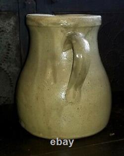 Stoneware Water PITCHER, Hand Thrown, White Bluish-Green Tint Glaze, c1900, 7t