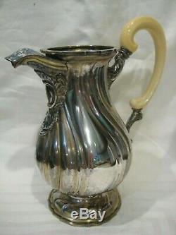Stunning Heavy Antique 19th C Sterling Silver Water Pitcher 32 Oz