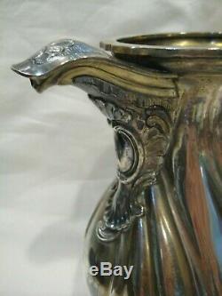 Stunning Heavy Antique 19th C Sterling Silver Water Pitcher 32 Oz