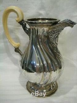 Stunning Heavy Antique 19th C Sterling Silver Water Pitcher 32 Oz