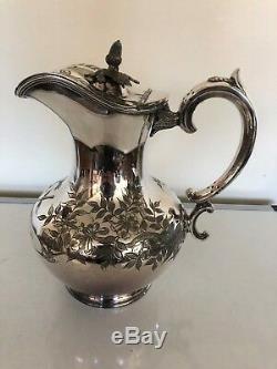 Stunning Large Bulbous Shaped Silver Plated Claret /water Jug (walker & Hall)