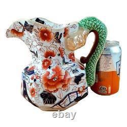 Stunning Large Pitcher, Hydra Jug, Water Serving, Ironstone Jug, Serpent Handle