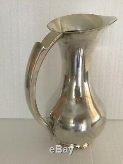 Stunning Sterling Silver Water Pitcher Midcentury Hand Wrought Jensen Style