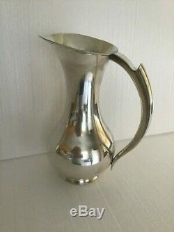 Stunning Sterling Silver Water Pitcher Midcentury Hand Wrought Jensen Style