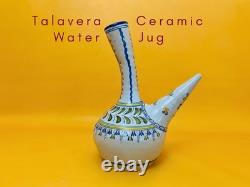 Talavera Spanish Ceramic Botijo Jug Hand Painted Vintage Water Pitcher 31cm