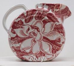 Tepco Red Magnolia Water Pitcher Restaurant Ware Ice Lip Vintage