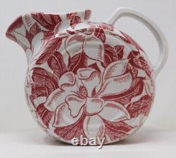 Tepco Red Magnolia Water Pitcher Restaurant Ware Ice Lip Vintage