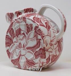 Tepco Red Magnolia Water Pitcher Restaurant Ware Ice Lip Vintage