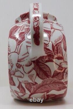 Tepco Red Magnolia Water Pitcher Restaurant Ware Ice Lip Vintage