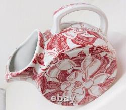 Tepco Red Magnolia Water Pitcher Restaurant Ware Ice Lip Vintage