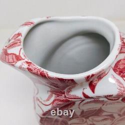 Tepco Red Magnolia Water Pitcher Restaurant Ware Ice Lip Vintage