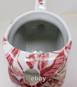 Tepco Red Magnolia Water Pitcher Restaurant Ware Ice Lip Vintage