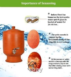Terracotta Water Dispenser with Faucet Natural Clay Jug for Fresh Water 7 liters