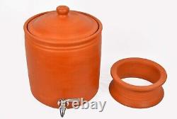 Terracotta Water Dispenser with Faucet Natural Clay Jug for Fresh Water 7 liters