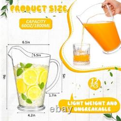 Tessco 12pk Plastic 60oz Clear Pitchers Restaurant Beverage Jugs Large