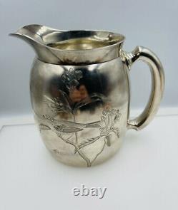 Tiffany & Co Rare Antique Sterling Silver Aesthetic SpiderWeb Bird Water Pitcher