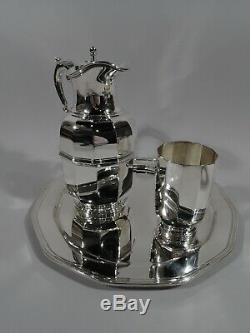 Tiffany Water Carafe & Cup on Tray 48175 & 20774 American Sterling Silver