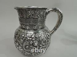 Tiffany Water Pitcher 3077 Antique Repousse American Sterling Silver 1873/91