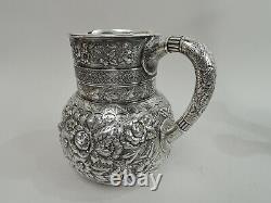 Tiffany Water Pitcher 3077 Antique Repousse American Sterling Silver 1873/91