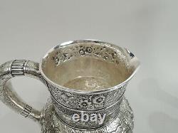 Tiffany Water Pitcher 3077 Antique Repousse American Sterling Silver 1873/91