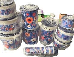 Tupperware Mexican Blue Floral Host 13 Pcs Canister Pitcher Jug Tumbler Set