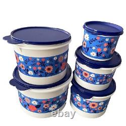 Tupperware Mexican Blue Floral Host 13 Pcs Canister Pitcher Jug Tumbler Set