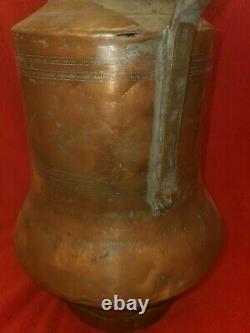 Turkish Antique Handcrafted Copper Water Pitcher Jug