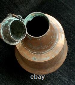 Turkish Antique Handcrafted Copper Water Pitcher Jug with lid