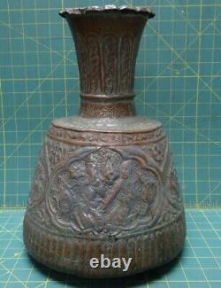 Turkish Copper Water Jug Pitcher Cramp Seam Antique Hammered Handcrafted Ornate