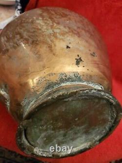 Turkish Copper Water Pitcher Jug w lid / Large / Antique, Handcrafted 18